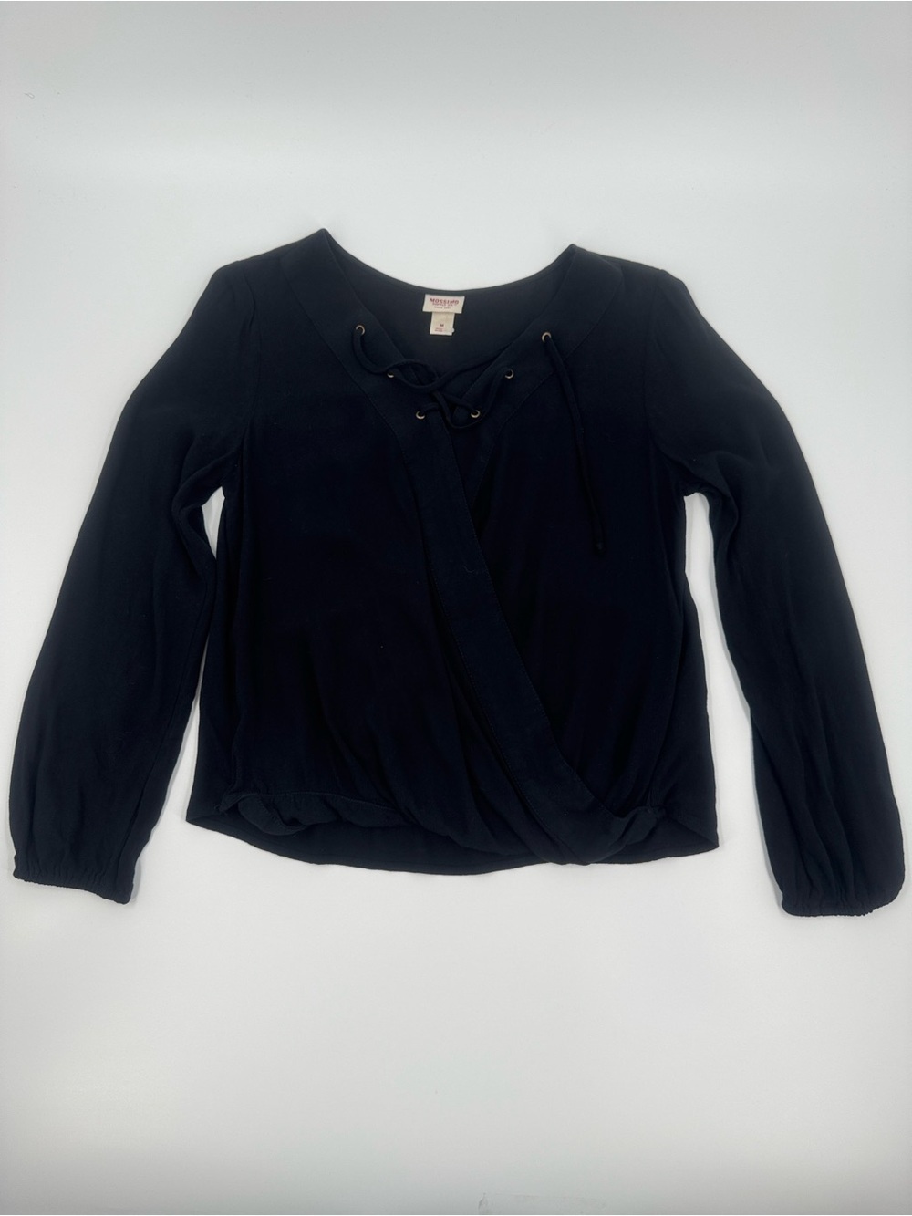 Mossimo Black Lace-Up Wrap Long Sleeve Blouse Sz M